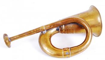cca 1900 Réz autókürt / 
Brass horn, 18cm
