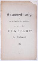 Hausordnung der den 5. Dezember 1869 gegründeten Humboldt im Budapest. Fűzve, 15p (sérült)