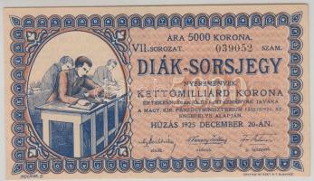 1925. Diák sorsjegy VII. sorozat 5000K T:I-