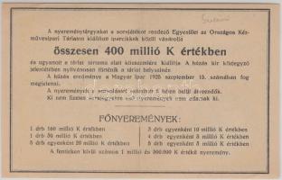 1925. "Országos Kézművesipari Társulat" sorsjegy 5000K T:I-