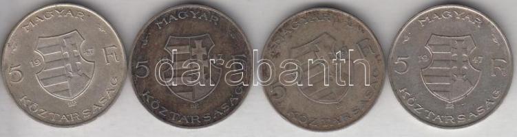1947. 5Ft Ag "Kossuth" (4x) T:2-,3