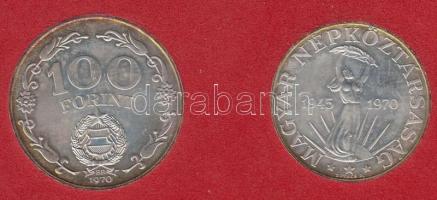 1970. 50Ft Ag + 100Ft "Felszabadulás" pár T:BU Eredeti MNB plasztiktokban(piros)!