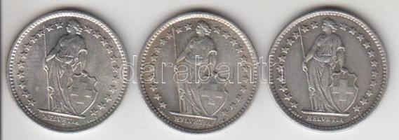 Svájc 1961-1964. 1/2Fr Ag (3xklf) T:2
Switzerland 1961-1964. 1/2 Franc Ag (3x) different dates C:XF