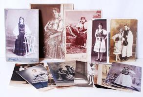 1920-1940 21db folklór fotó, fotólap, keményhátú fotó, klf méretben