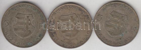 1947. 5Ft Ag "Kossuth" (3x) T:3