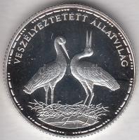 1992. 200Ft Ag "Veszélyeztetett állatvilág-gólya" T:PP