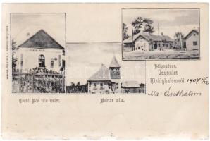 Királyhalom Krahl Mór kereskedése, vasútállomás, Molnár-villa / railway station, Krahl's shop, villa (Rb)