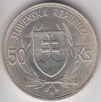 Szlovákia 1944. 50K Ag "Függetlenség 5. évfordulója" T:2 Slovakia 1944 50 Korun Ag "5th Anniversary of Independence" C:XF