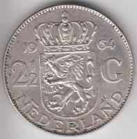 Hollandia 1964. 2 1/2G Ag "Julianna" T:2 Netherlands 1964. 2 1/2 Gulden Ag "Juliana" C:XF