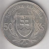 Szlovákia 1944. 50K Ag "Függetlenség 5. évfordulója" T:2- ph. Slovakia 1944 50 Korun Ag "5th Anniversary of Independence" C:VF edge error