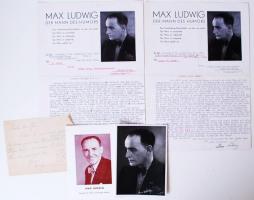 1938 Max Ludwig német humorista 2 db aláírt levél és 2 fotó, 1938 German artists signed business letters and photos