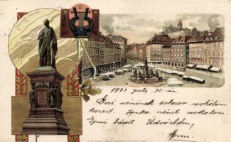 Graz main square Emb. litho