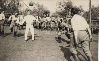 Military WWI, Hungarian soldiers playing football, photo (cut)