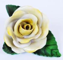 Kézzel festett Herendi porcelán rózsa, nagyon apró lepattanásokkal / Herend chinaware rose with small, repairaple paint-fault 8x6 cm