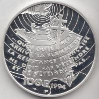 Franciaország 1994. 100Fr Ag "De Gaulle tábornok" T:PP Dísztokban tanúsítvánnyal
France 19...