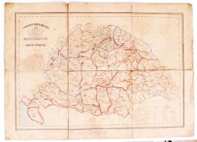 cca 1880 Magyarország, Horvát és Tótország térképe. Kézzel rajzolt, papírlapokra kasírozva 80x56 cm