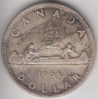 Kanada 1966. 1$ Ag "Kenu" T:2 Canada 1966. 1 Dollar Ag "Canoe" C:XF