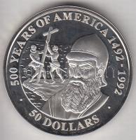 Cook szigetek 1990. 50$ Ag "Amerika 500 éve - Cabral" T:PP Cook Islands 1990. 50 Dollars Ag "500 Years of America - Cabral" C:PP