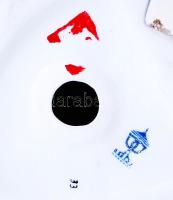 Jelzett üldögélő hölgy, apró hibákkal, kézzel festett, m:16 cm