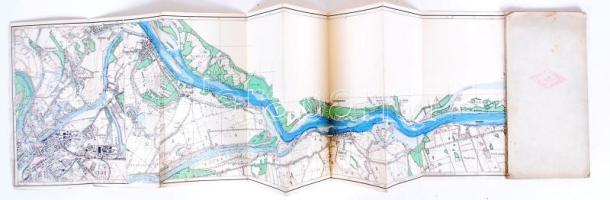 cca 1920 A Duna Esztergom és Győr közötti szakaszának térképe 333 cm