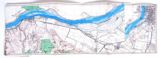cca 1920 A Duna Esztergom és Győr közötti szakaszának térképe 333 cm
