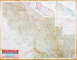 cca 1930 A Földrajzi Intézet Kárpátalja térképe 100x176 cm