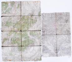 cca 1900 A Pilis térképe 61x34 cm + a Börzsöny térképe 25x37 cm vászonra kasírozva