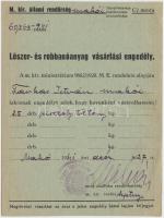 1941 Makó lőszer- és robbanóanyag vásárlási engedély