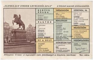 Budapest V. Rákóci-szobor; 'Elfoglalt emberek levelezőlapja'