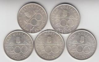 1993. 200Ft Ag "MNB" (5x) T:2