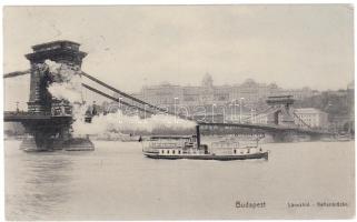Budapest Lánchíd, gőzös (Rb)