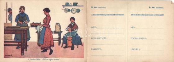 Újév, újévi malac, magyar folklór, kinyitható tombola képeslap, s: Juszkó / New Year, New Year's pig, Hungarian folklore, opening raffle postcard, s: Juszkó (EK)