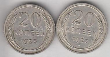 Szovjetunió 1925. 20k Ag + 1927. 20k Ag T:2 Soviet Union 1925. 20 kopeks Ag + 1927. 20 kopeks Ag C:XF