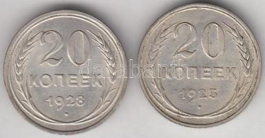 Szovjetunió 1925. 20k Ag + 1928. 20k Ag T:2 Soviet Union 1925. 20 kopeks Ag + 1928. 20 kopeks Ag C:XF