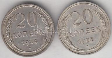 Szovjetunió 1924. 20k Ag + 1925. 20k Ag T:2 Soviet Union 1924. 20 kopeks Ag + 1925. 20 kopeks Ag C:XF