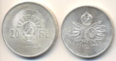 1956. 10Ft Ag + 20Ft Ag "10 éves a Forint" T:2