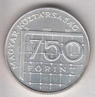 1997. 750Ft Ag "Labdarúgó VB" T:BU Csak 3000db! Dísztokban. Tanúsítvánnyal
