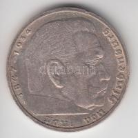 Német 3. Birodalom 1935A 5M Ag "Hindenburg" T:3 German Third Reich 1935A 5 Mark Ag "Hindenburg" C:F