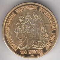 "Magyar aranypénzek utánveretben - Ferenc József jubileumi 100 korona" aranyozott Ag(0.999) emlékérem (5.5g) T:PP csak 2009db!