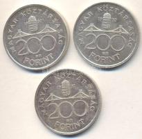 1992. 200Ft Ag "MNB" (3x) T:2
