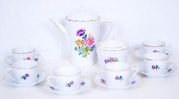 Hollóházi hiányos kávés készlet, jelzett, matricás, hibátlan