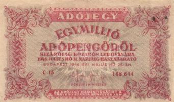 1946. 100.000AP 5970/1946 + 1.000.000AP fordított címer T:III