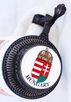 Munkácsy Honfoglalást ábrázoló ónfedeles kerámia nagy korsó, matricás, jelzett, m:32 cm