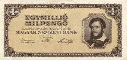 1945. 100.000P (2x) + 1.000.000MP (2x) + 1.000.000MP (2x) páronként színvariációk T:II-,III