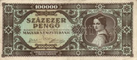 1945. 100.000P (2x) + 1.000.000MP (2x) + 1.000.000MP (2x) páronként színvariációk T:II-,III