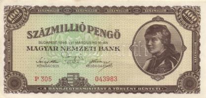 1946. 100.000.000P (2x) színvariációk + 1.000.000.000P (2x) színvariációk + 1.000.000.000MP T:II,II-,III