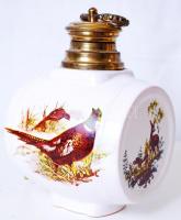 Vadász mini kerámia hordó, réz betéttel, matricás, jelzett, m:20 cm, h:21 cm