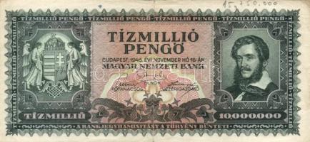 1945. 1.000.000P (2x) színvariációk + 10.000.000P (2x) színvariációk + 10.000MP (2x) színvariációk T...