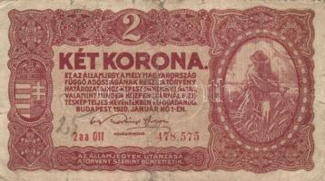 1914. 50K + 1915. 10K mindkettő román körbélyegzővel + 1917. 2K (2x) + 1920. 1K + 2K T:III,III-