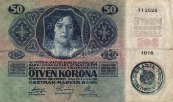 1914. 50K + 1915. 10K mindkettő román körbélyegzővel + 1917. 2K (2x) + 1920. 1K + 2K T:III,III-